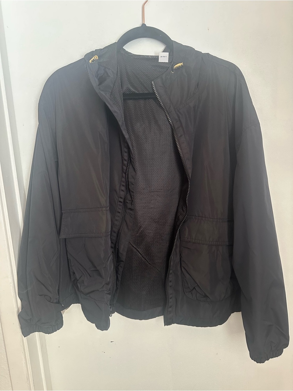 Old Navy Black Hooded Windbreaker Jacket